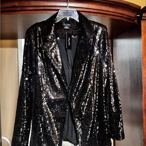 City Chic Sparkling Black Sequin Blazer